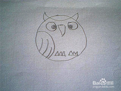 简笔画猫头鹰这样画