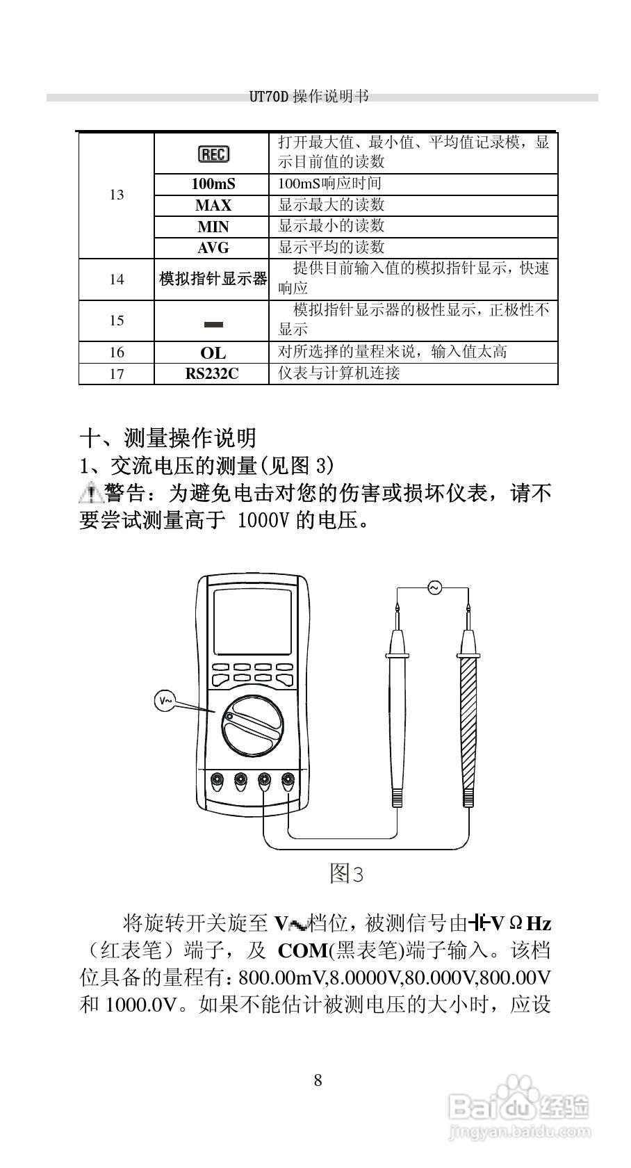 UT700的智能型数字万用表说明书:[1]