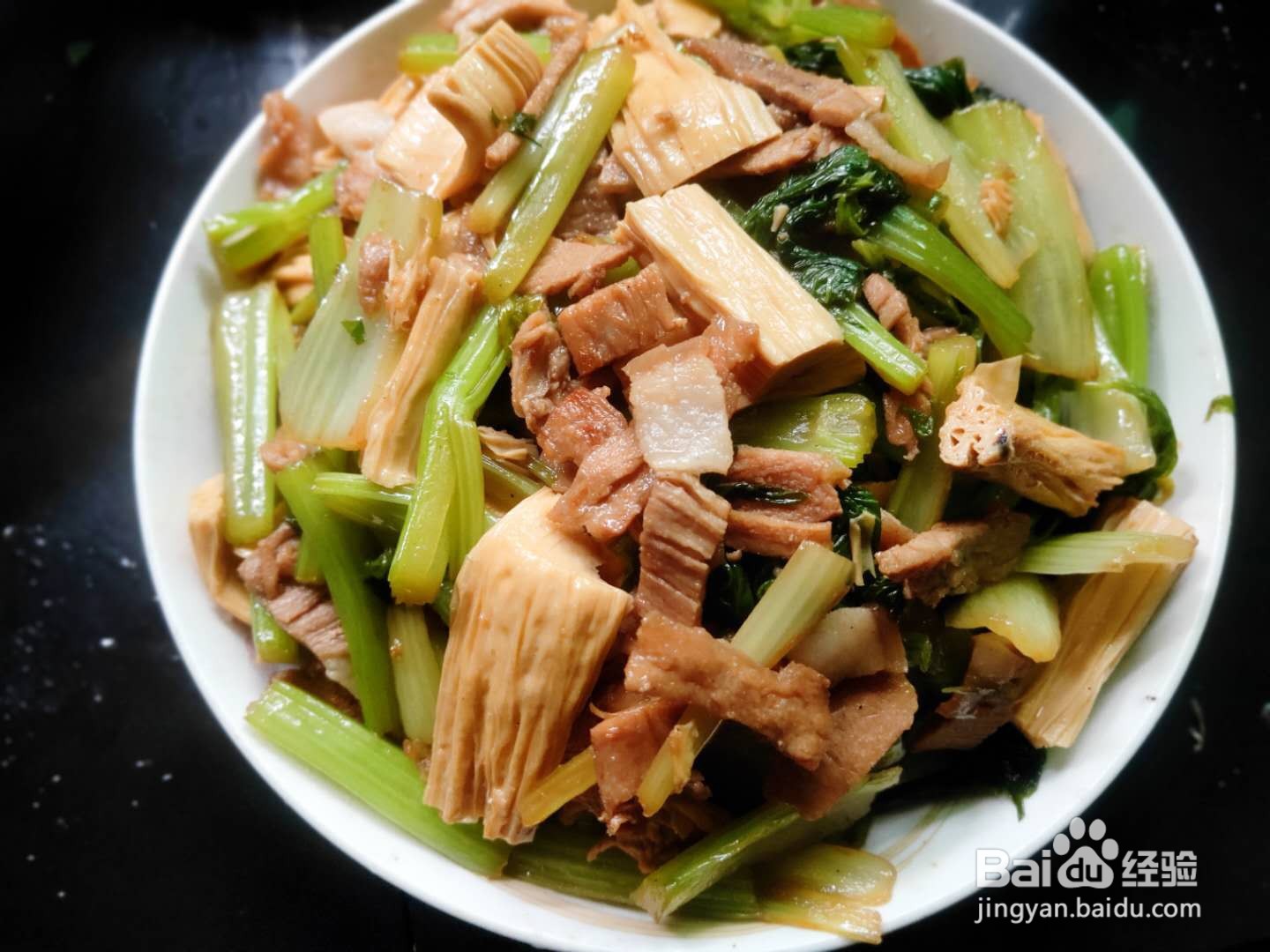 芹菜腐竹炒肉片---养生菜系列