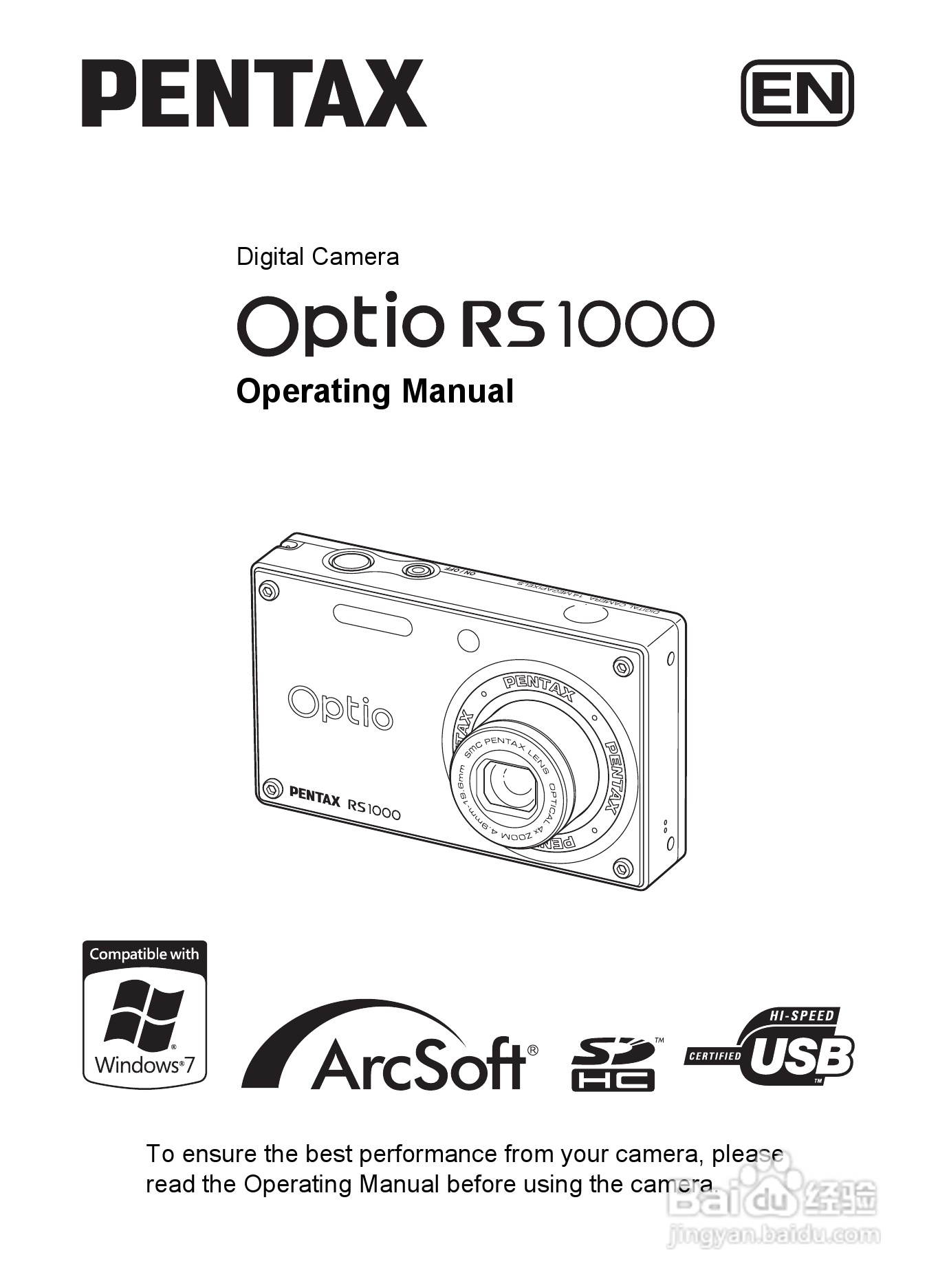 宾得Optio RS1000数码相机使用说明书:[1]