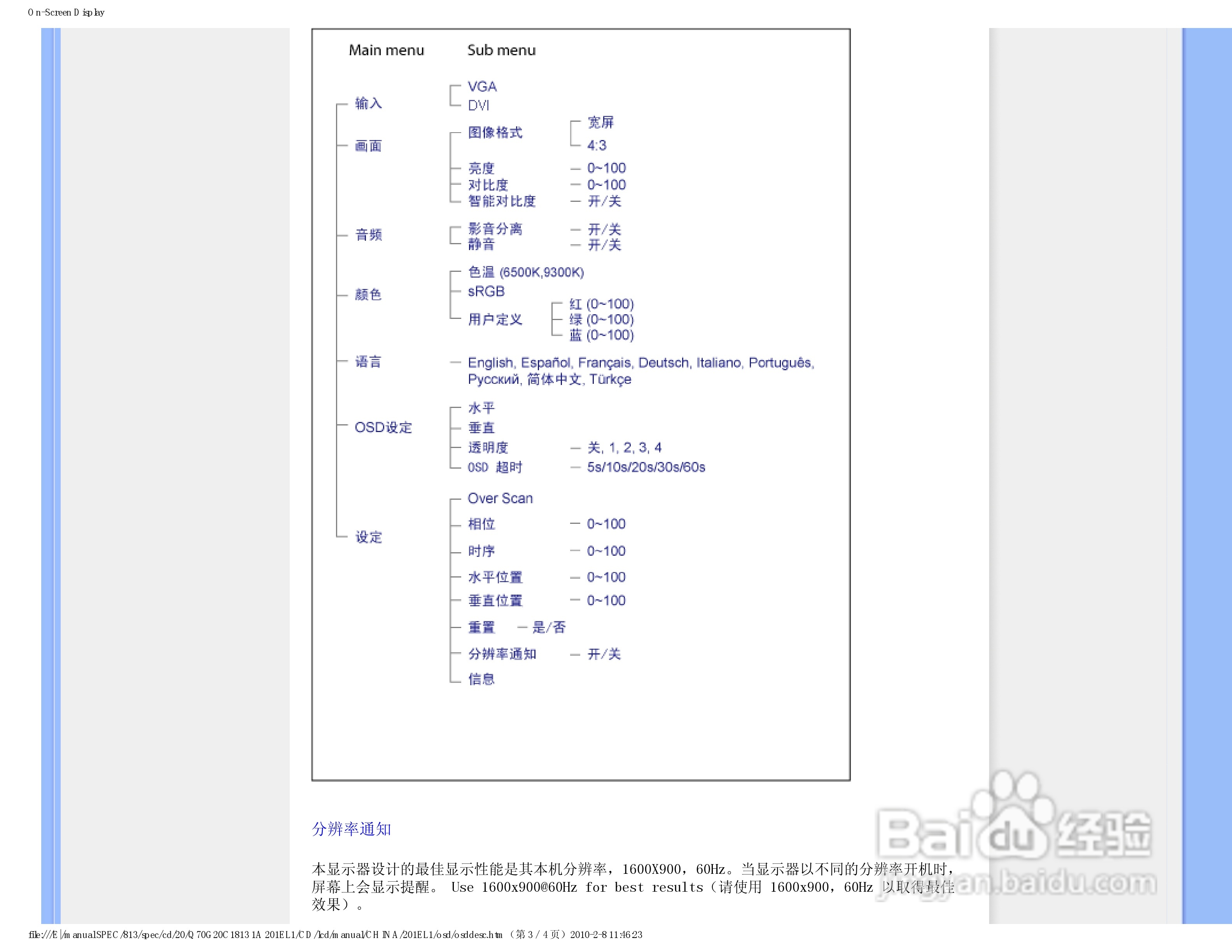PHILIPS 201EL1显示器电子用户手册:[7]