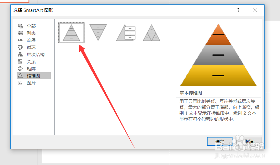 在PowerPoint中如何添加SmartArt棱锥图