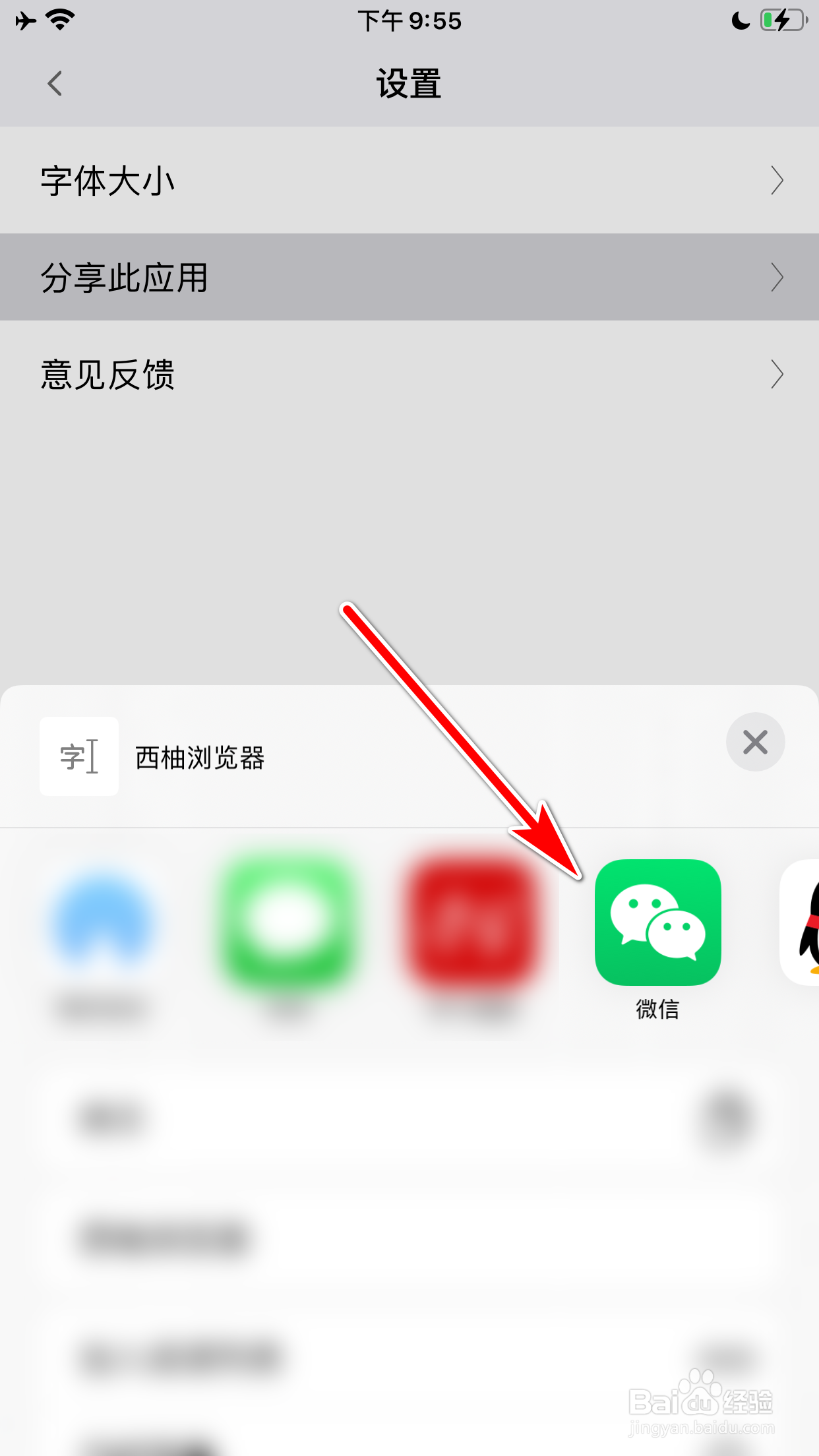 怎么分享西柚浏览器App给微信好友