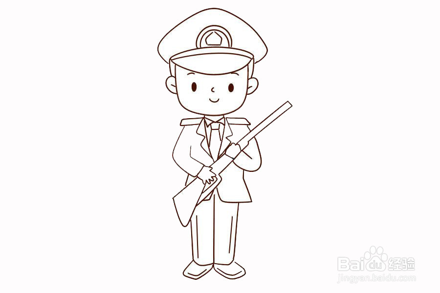 彩色解放军的简笔画