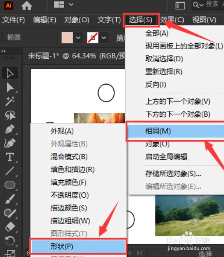 AI怎么选择相同的形状