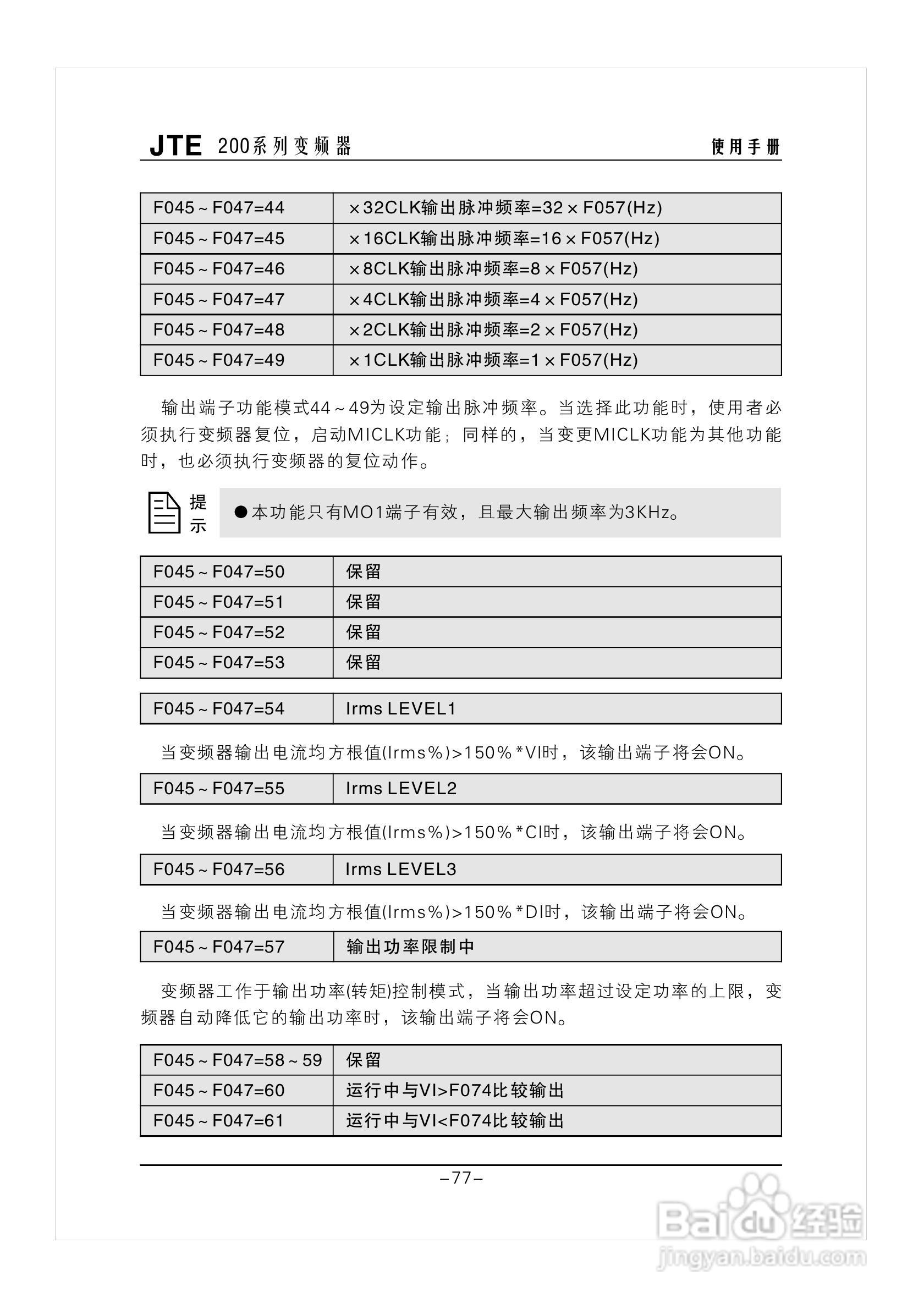 金田JTE200变频器说明书:[9]