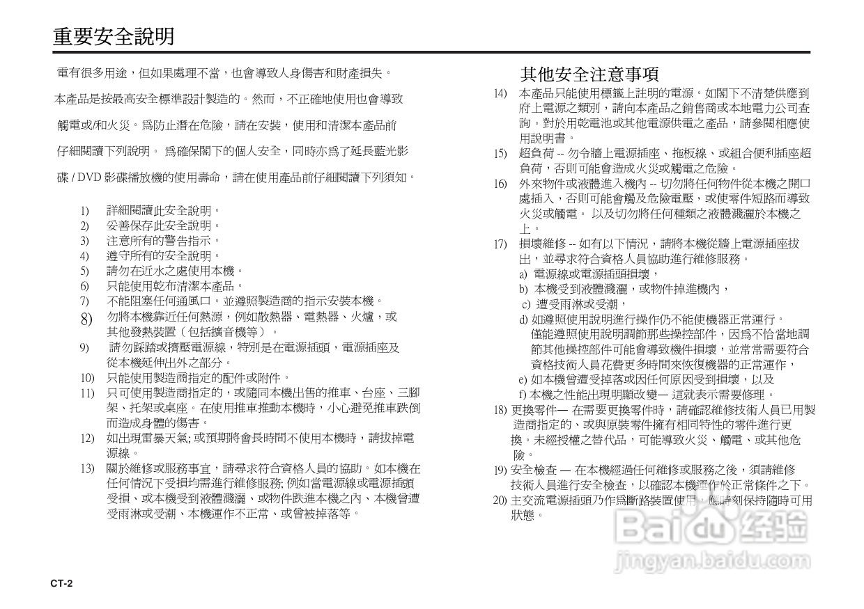 声宝BD-HP25A型光影碟播放机说明书:[1]