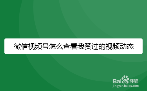 微信视频号怎么查看我赞过的视频动态