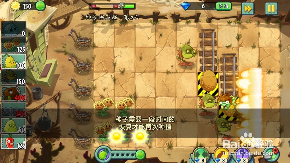 植物大战僵尸2狂野西部种子保卫战第二天 加农炮