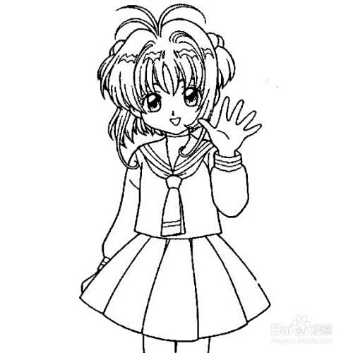 穿校服的小姑娘的画法