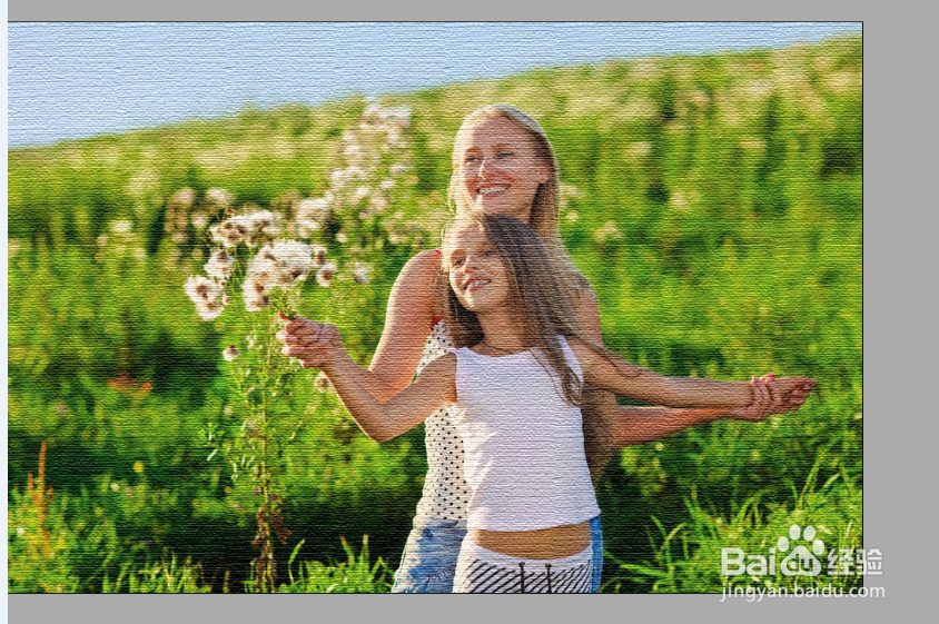 Photoshop教你用滤镜制作逼真画布效果