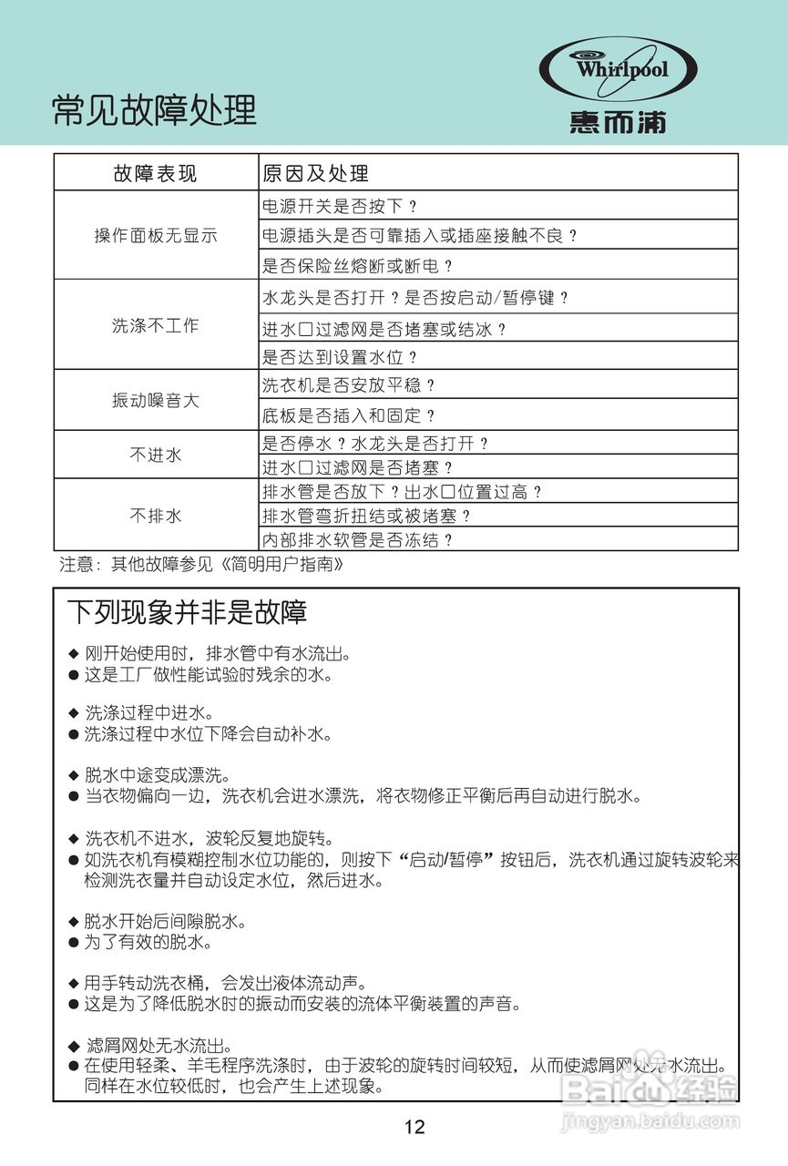 惠而浦XQB75-D7576CBP洗衣机说明书