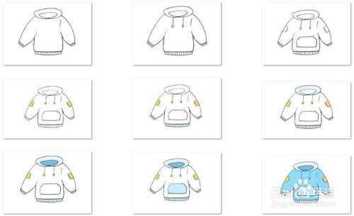 儿童彩色简笔画-彩色卫衣的简笔画法