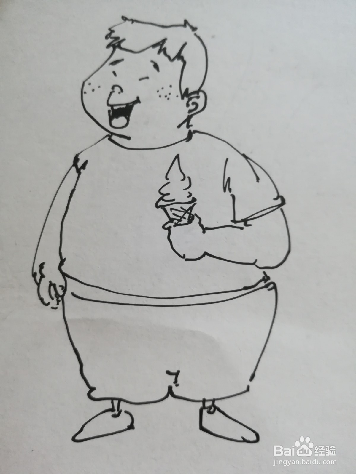 胖胖的男生简笔画像图片