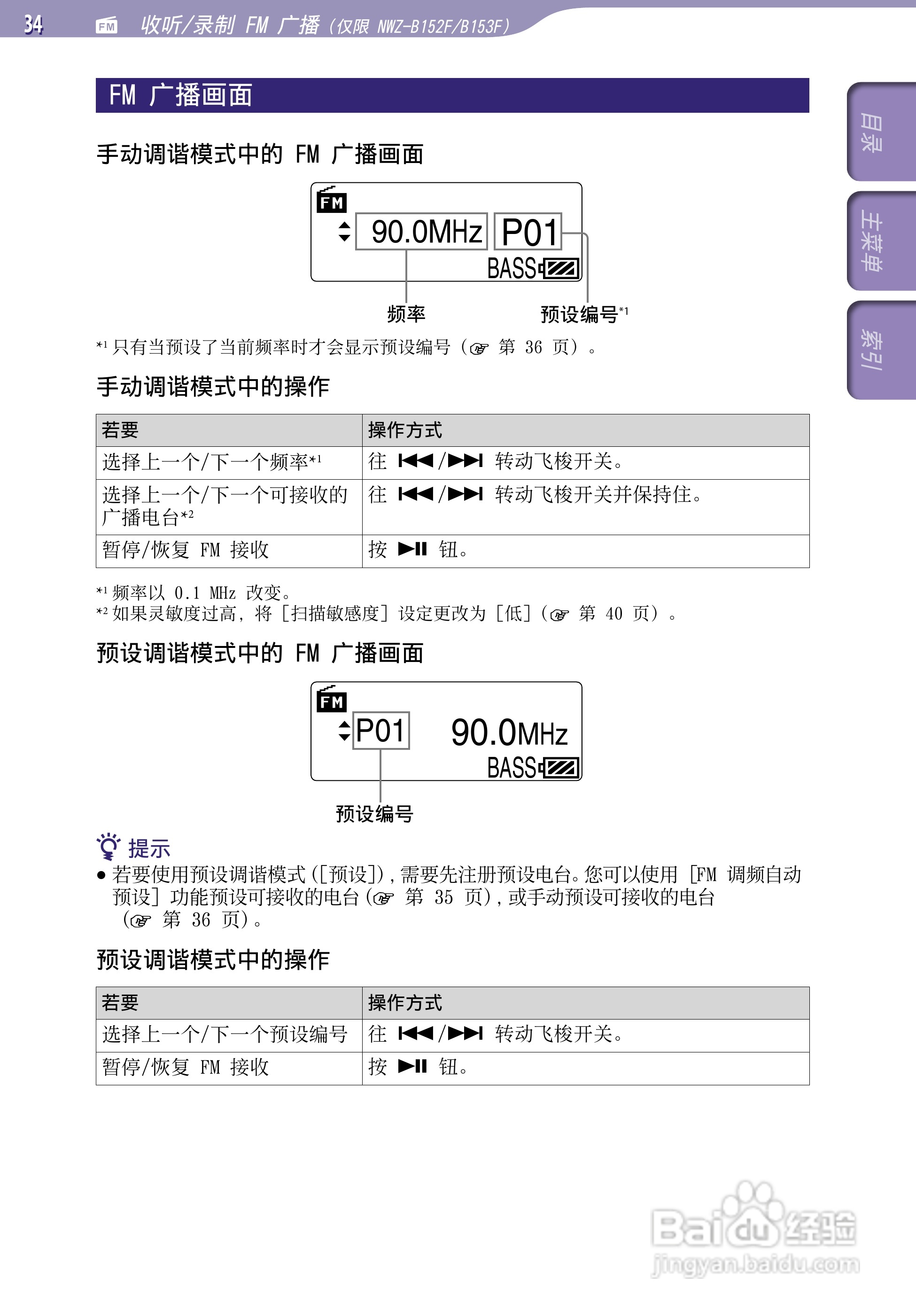 SONY索尼NWZ-B152数码影音使用说明书:[4]