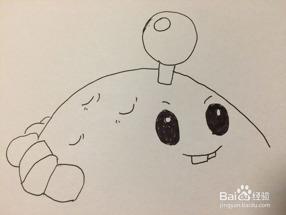 植物大战僵尸中土豆地雷的简笔画法