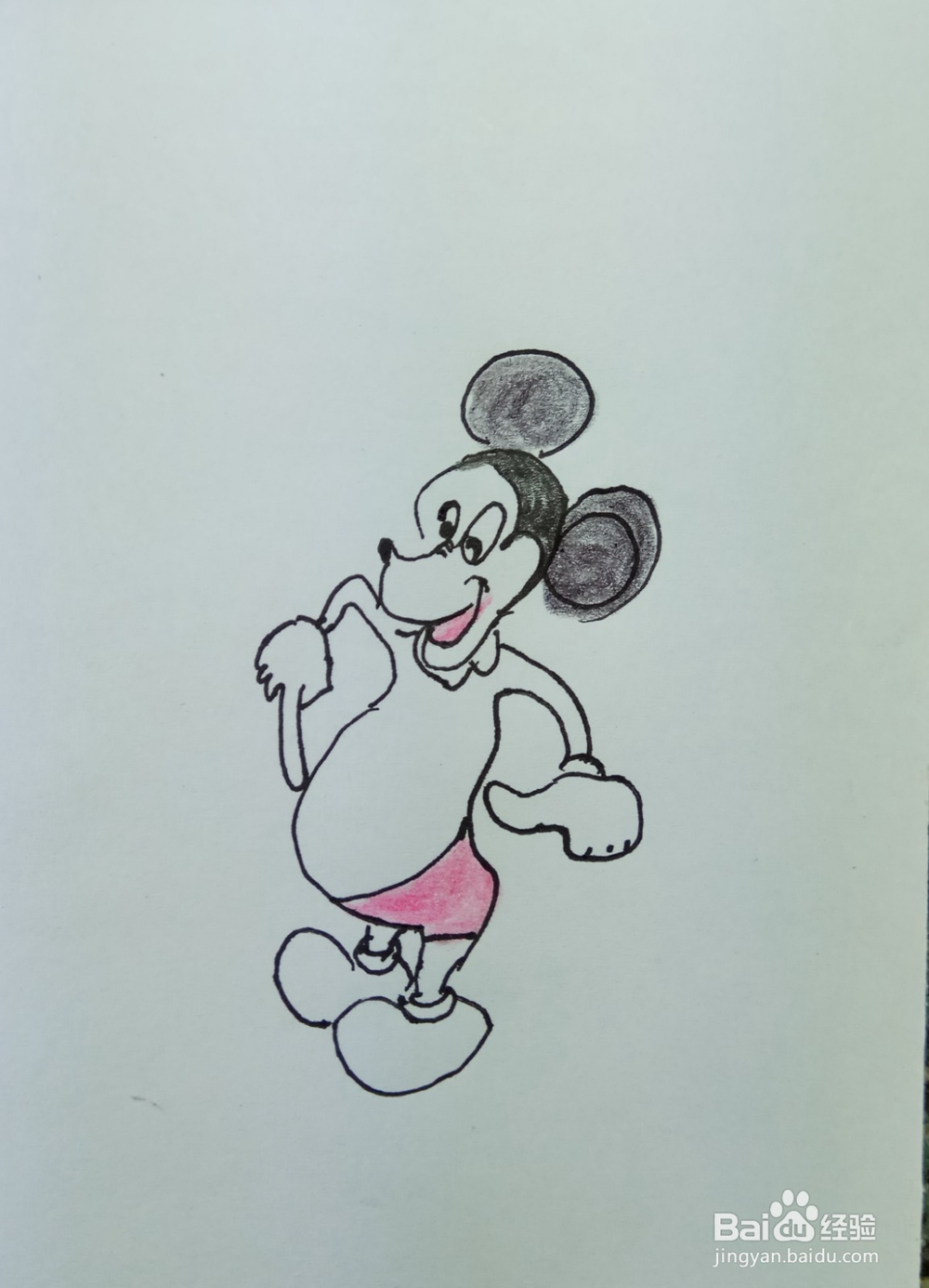 怎样画简笔画大肚皮的米老鼠?