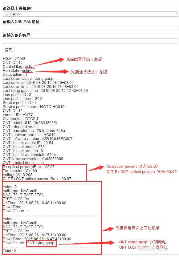 自动注册ONU(光猫)及简单查询教程