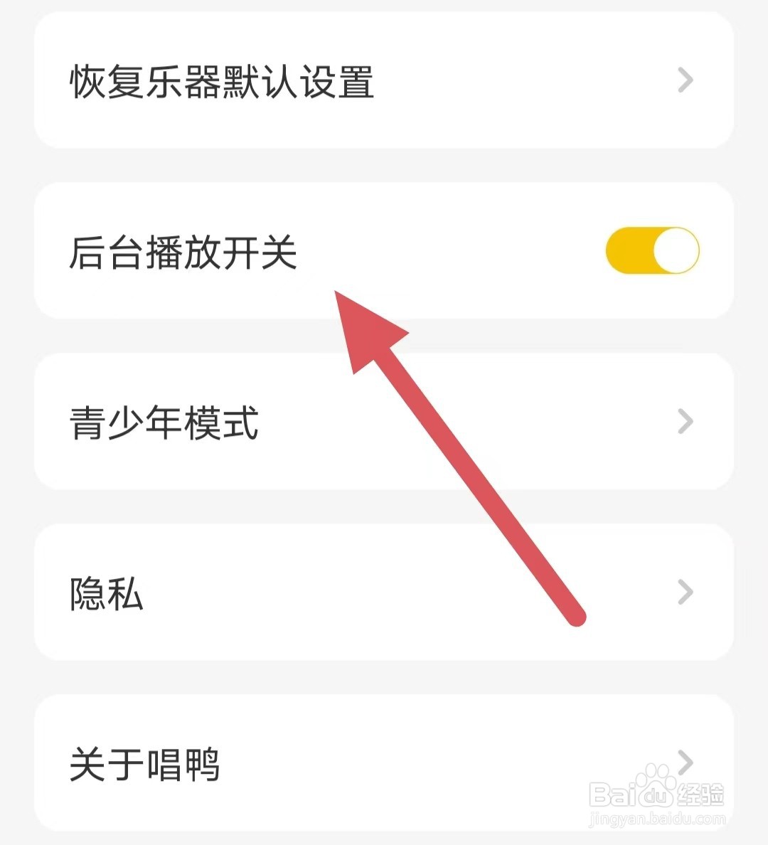 唱鸭如何开启后台播放开关