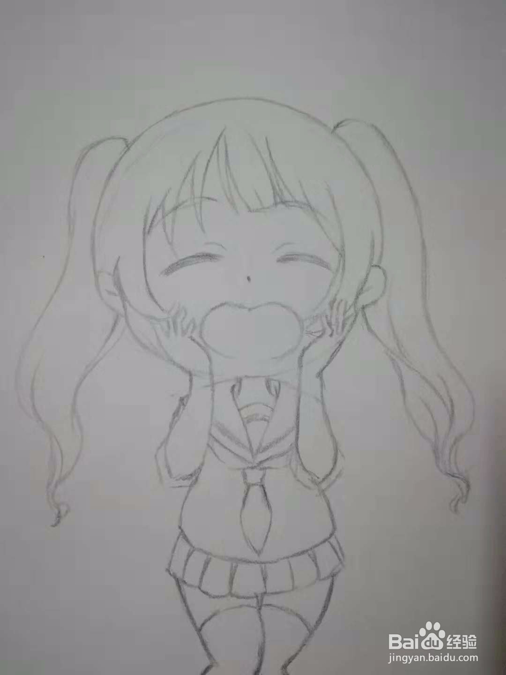 尖叫的3头身Q版漫画水手服少女人物手绘自学教程