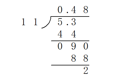 5.3÷11= 怎么列竖式，循环小数
