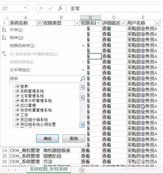 如何查看某个用户拥有的所有权限