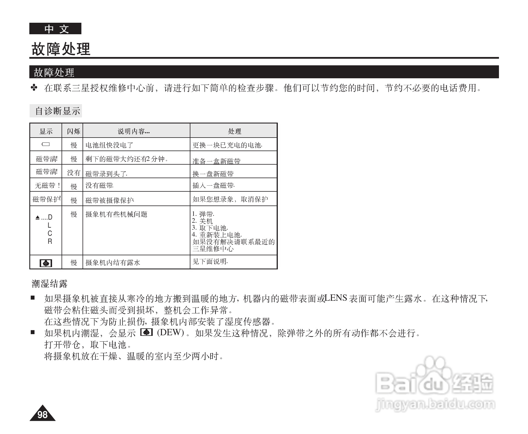 三星VP-D364W(i)数字摄录一体机用户说明书:[10]