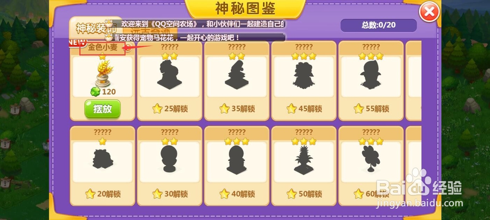 怎样获得并摆放金色小麦神秘图鉴