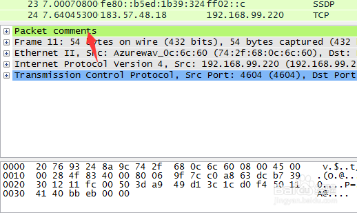 wireshark怎么注释数据包