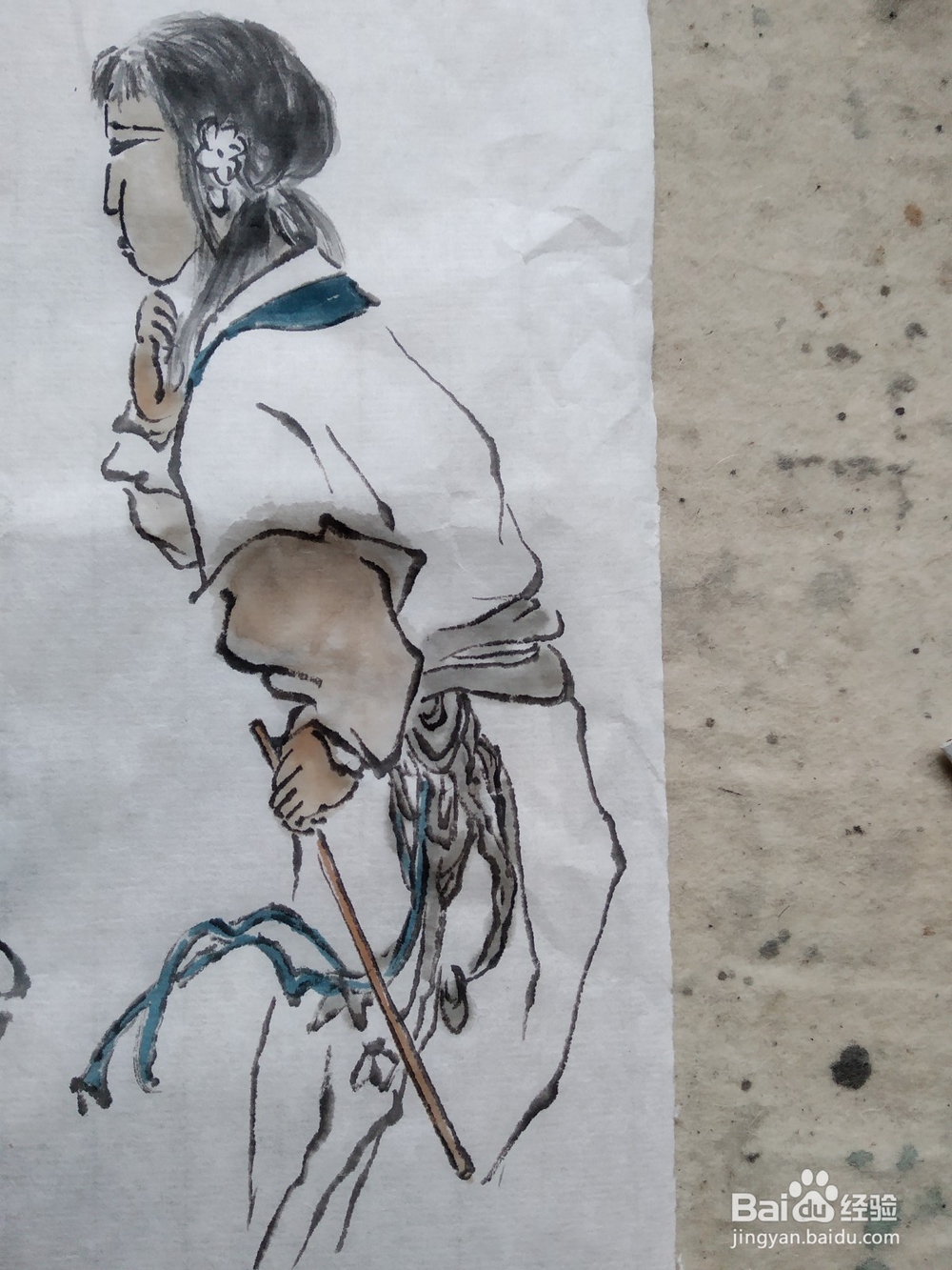 国画如何给白描的人物染颜色