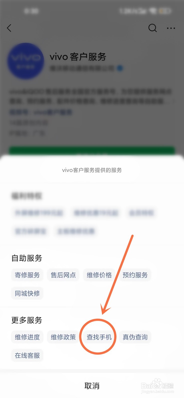 登录vivo帐号查找手机