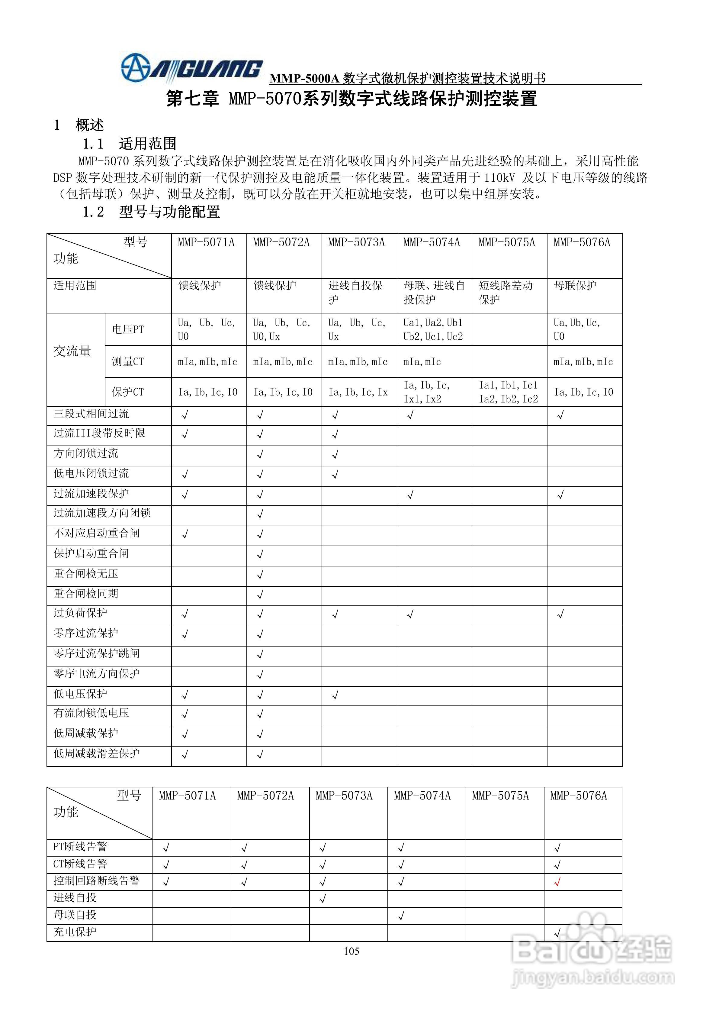 爱光MMP-5076A数字式线路保护测控装置说明书:[1]