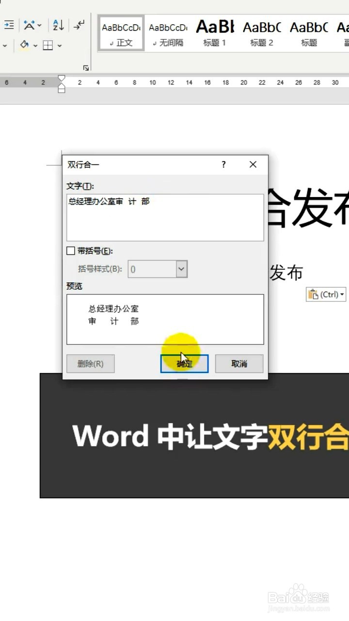如何设置文字双行合一