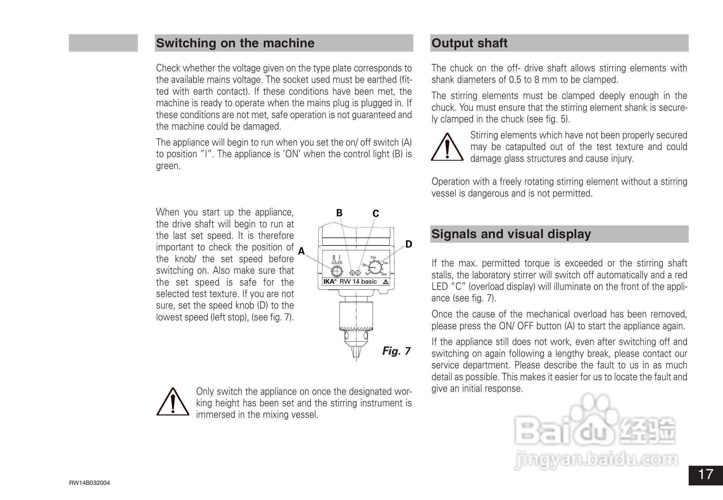 IKA RW14基本型顶置式电子搅拌器使用说明书:[2]