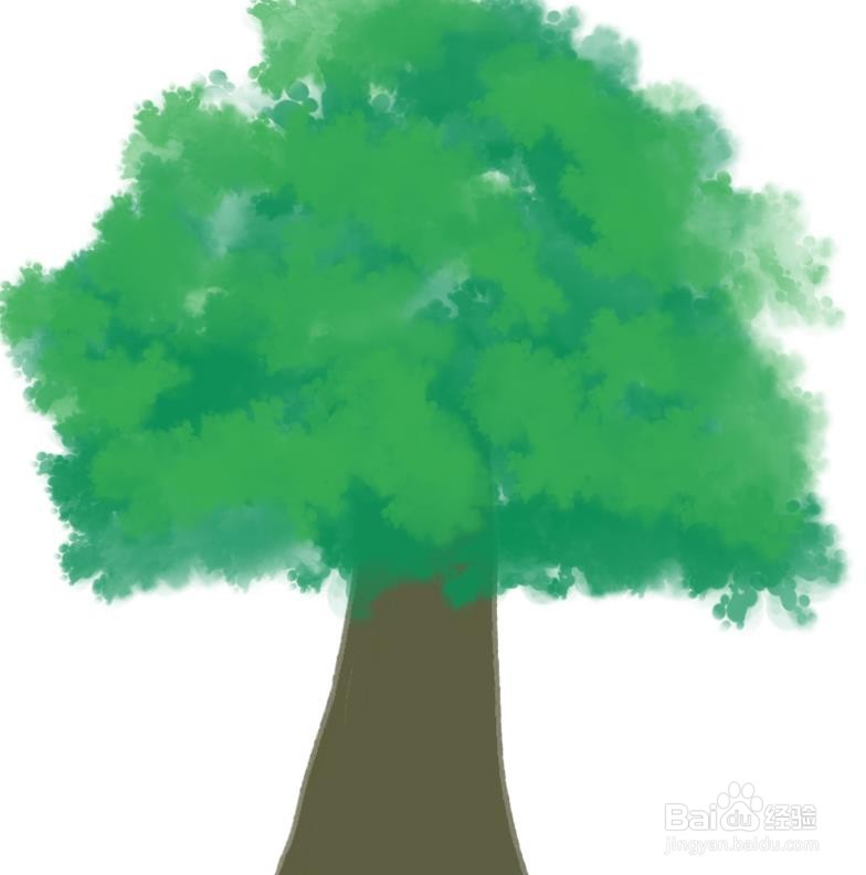 sketchbook怎么画一棵绿色的树