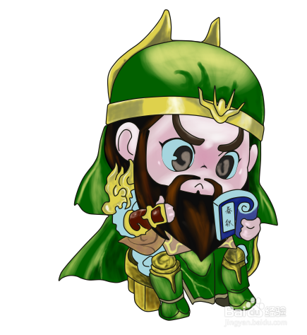 彩色简笔画Q版关羽的画法