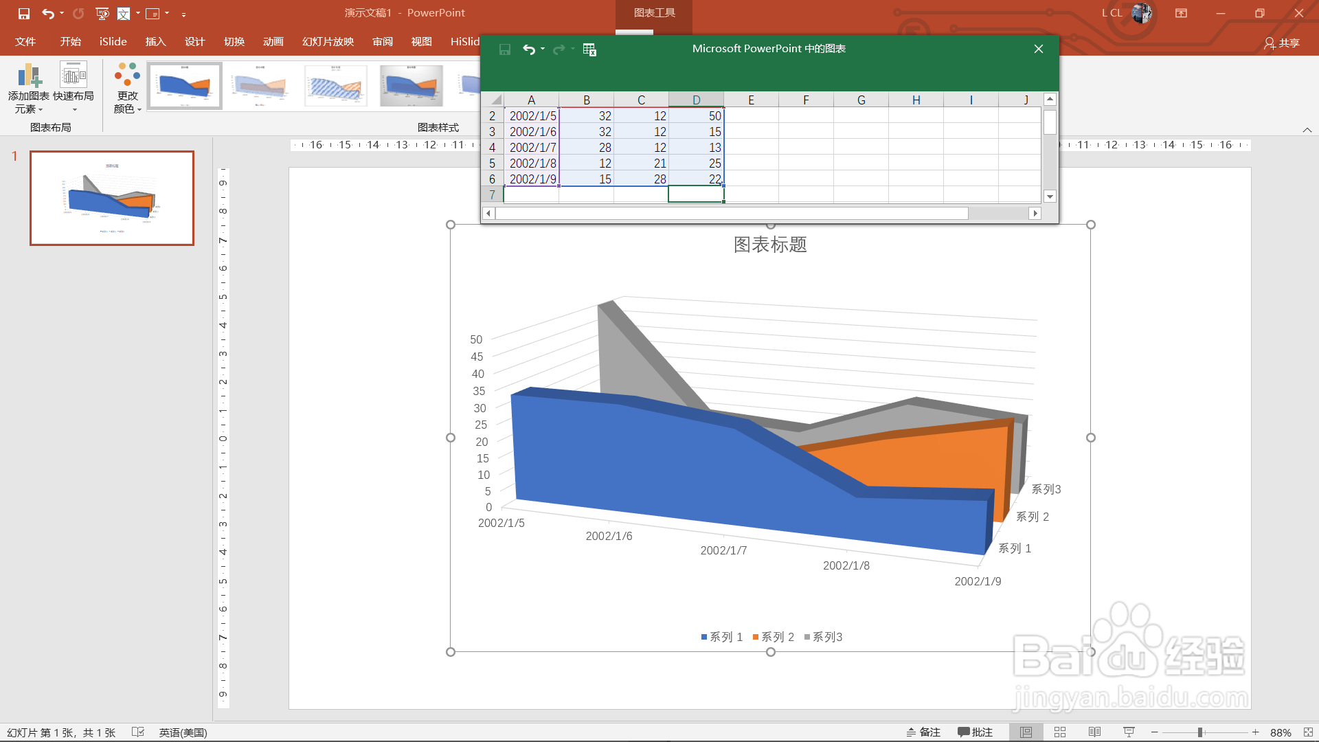 PPT如何创建三维面积图？