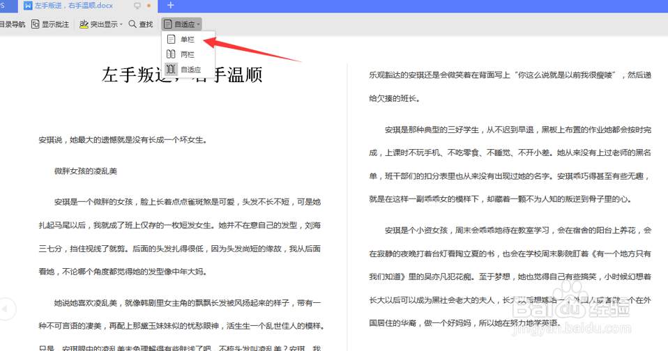 Word文档显示一页