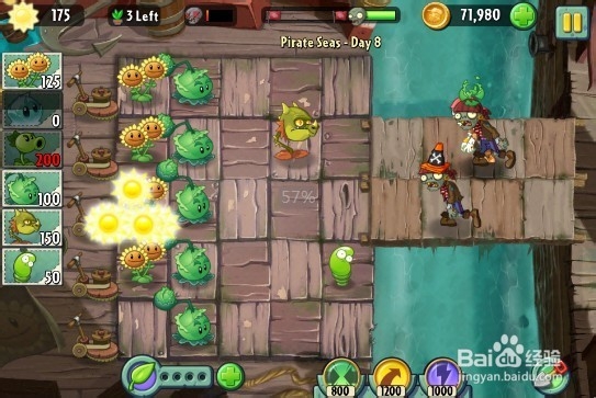 植物大战僵尸2（海盗港湾）第八关2星过关攻略