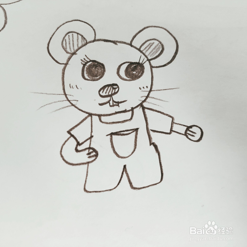 怎么画一只栽树的小老鼠简笔画呢？