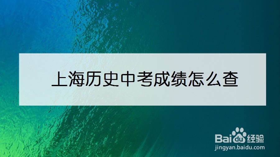 上海历史中考成绩怎么查