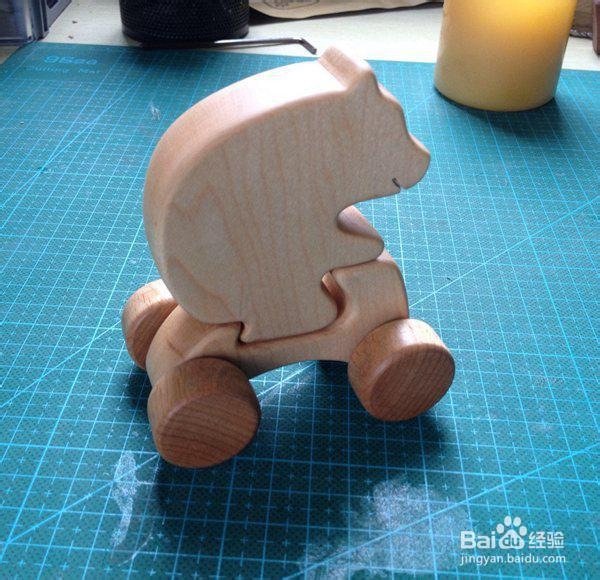 木头diy小熊玩具车