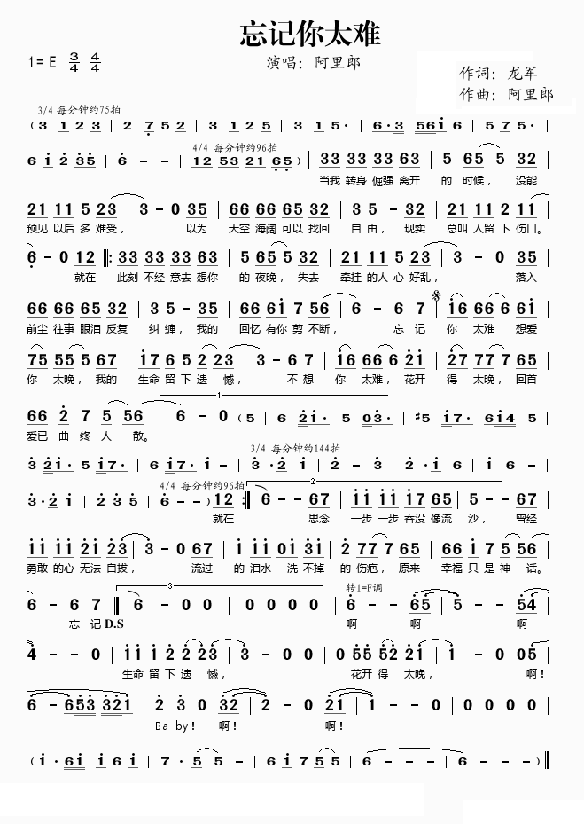 忘记你太难的歌词