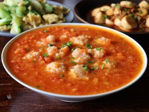 番茄虾滑下饭菜