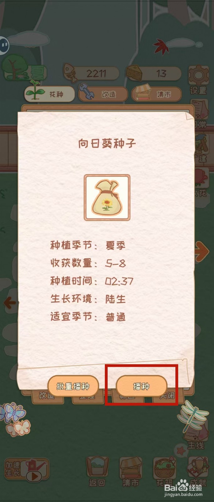 花店物语怎样播种向日葵种子