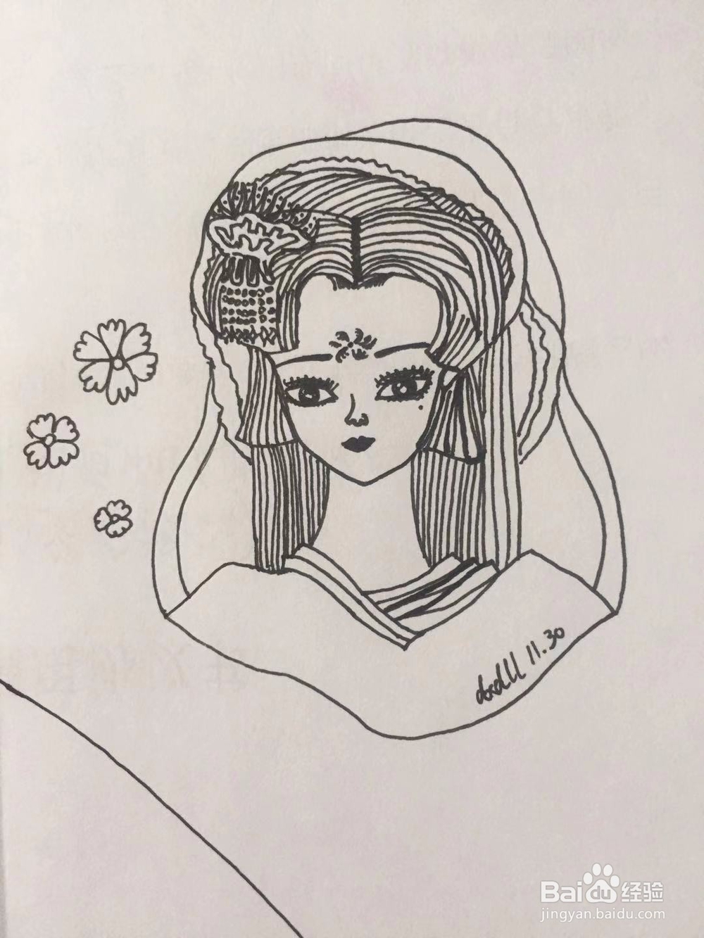 茉莉水彩手绘之雪姬