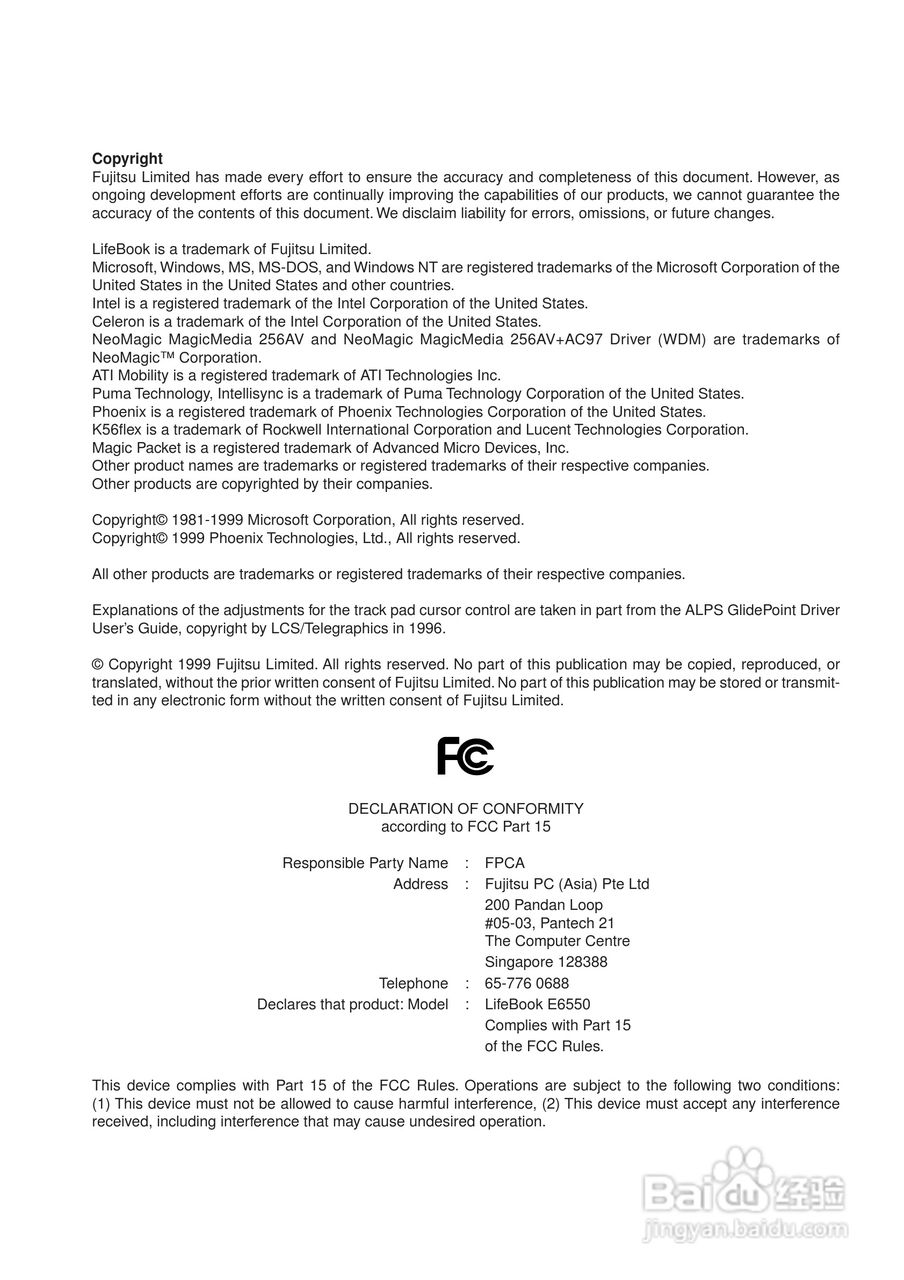 富士通笔记本E6550型使用说明书:[1]