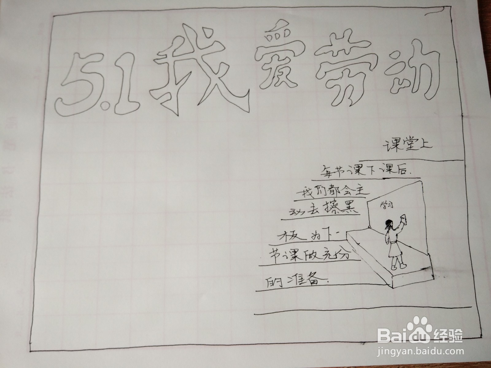 我劳动我快乐手抄报简笔画