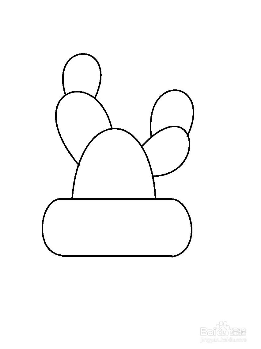 盆栽仙人掌的简单画法