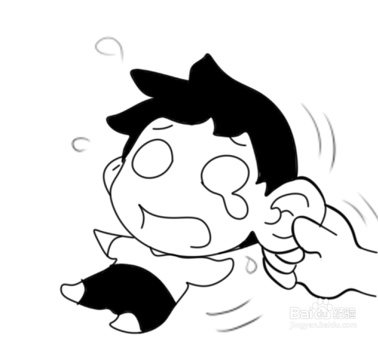 简笔画--Q版被扯耳朵的孩子画法